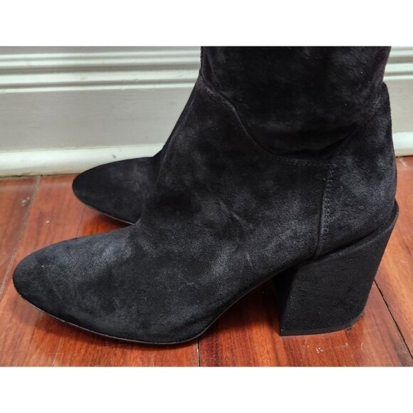 Aquatalia Women’s 6 Black Suede Over The Knee Boots Made in Italy Block Heel Tie - Picture 11 of 16